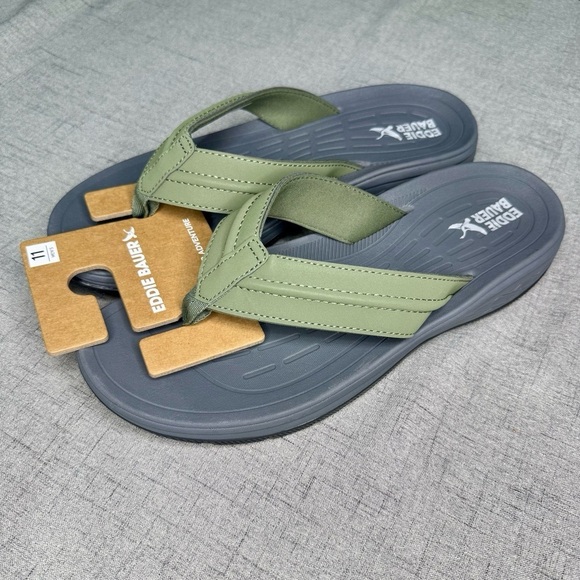 Mens Break Point 2 Flip Flops Green Sandals Comfortable Walking Summer 11 NWT - Picture 8 of 10